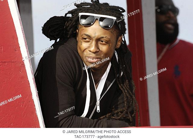 Rapper Lil Wayne on-set at the Mack 10 ft. Lil Wayne, and Rick Ross ""So Sharp"" music video shoot in Malibu