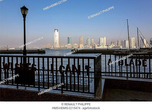 United States, New York, Manhattan, the Financial District, overlooking the Hudson River and Jersey City towers
