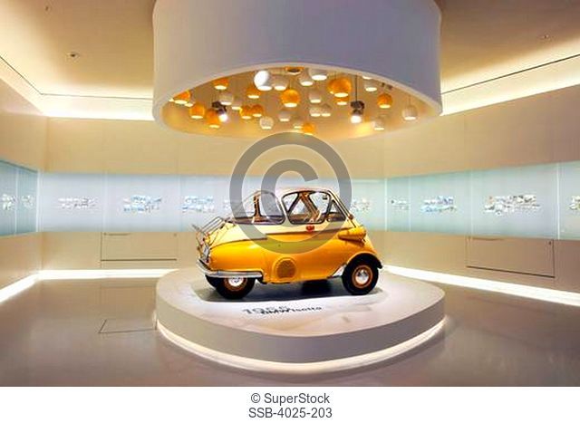 BMW Isetta on display in a museum, BMW Museum, Munich, Bavaria, Germany