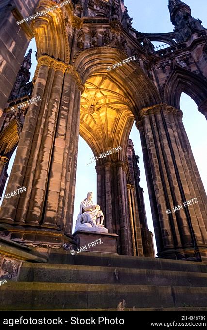 sir Walter Scott monument at Edinburgh, Scotland, UK