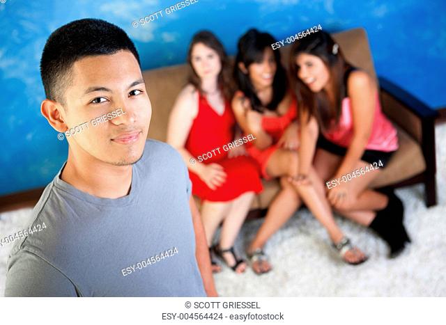 Handsome Man with Girlfriends