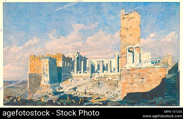 The Acropolis from the West, with the Propylaea and the Temple of Athena Nike, Athens. Artist: Thomas Hartley Cromek (British