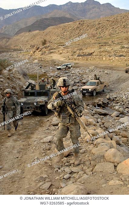 AFGHANISTAN FOB Kalagush -- 09 Jan 2007 -- US Army soldiers from the 1st Battalion, 102nd Infantry Regiment, Connecticut National Guard and Afghanistan National...