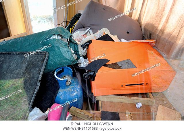 Fly-tipping of a mobile home and its contents on Naas Lane, Quedgeley, near Gloucester, England Featuring: Atmosphere Where: Gloucester