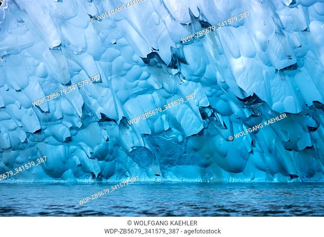 Detail of an iceberg from the South Sawyer Glacier floating in Tracy Arm, a fjord in Alaska near Juneau, Tongass National Forest, Alaska, USA