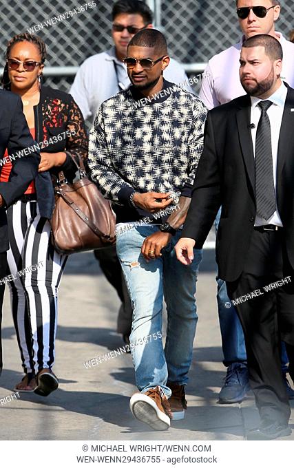 Usher Raymond seen arriving at the ABC studios for Jimmy Kimmel Live Featuring: Usher Raymond Where: Los Angeles, California