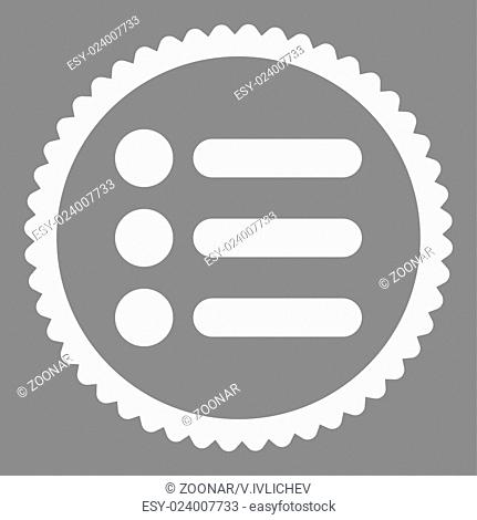 Items flat white color round stamp icon