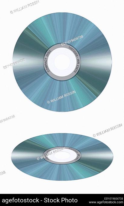 Realistic compact disc on white background