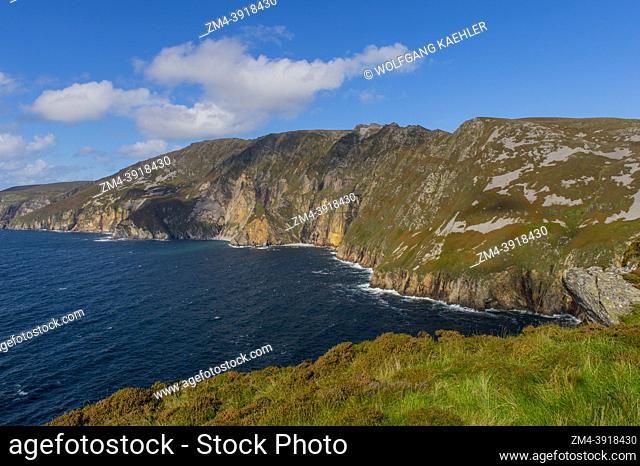The cliffs of Sliabh Liag, also called Slieve League or Slieve Liag, on the Atlantic coast of County Donegal, Ireland, are the highest sea cliffs on the island...
