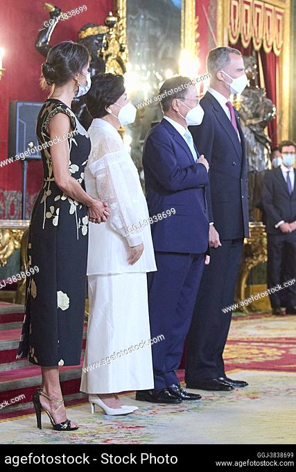 King Felipe VI of Spain, Queen Letizia of Spain, Korean President Moon Jae-In, Kim Jung-sook attends a Dinner for Korean President Moon Jae-In and wife Kim...