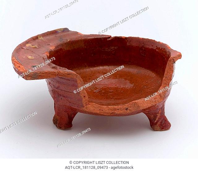 Fragment earthenware bowl, cooking pot with wide rim, decorated with yellow dots, cooking pot? tableware holder kitchen utensils earthenware ceramics...
