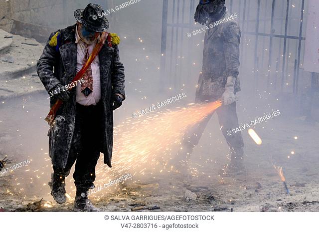 The party of Els Enfarinats (The floured ones), The inhabitants of Ibi make a war with eggs and firecrackers every December 28, Alicante, Valencia, Spain