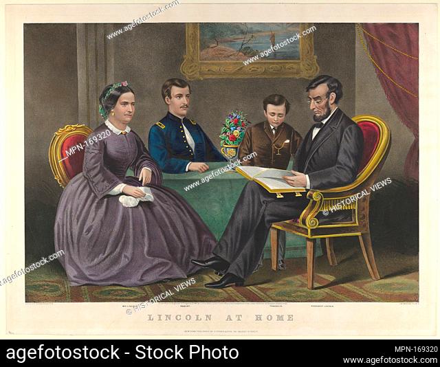 Lincoln at Home. Artist: After G. Thomas (American, 19th century); Publisher: Currier & Ives (American, active New York, 1857-1907); Sitter: Abraham Lincoln...