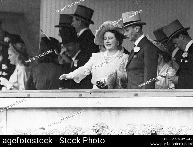 Royal Family At The Ascot Races -- Their Majesties the King and Queen in the centre of a group in the Royal Box at Ascot today