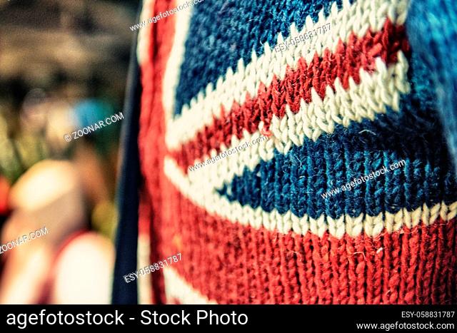 Sweater with English flag sign in a Market - UK
