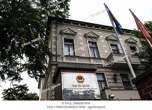Flags hang limply from their poles outside the Vietnamese Embassy in Berlin, Germany, 2 August, 2017. According to information from the German Foreign Office