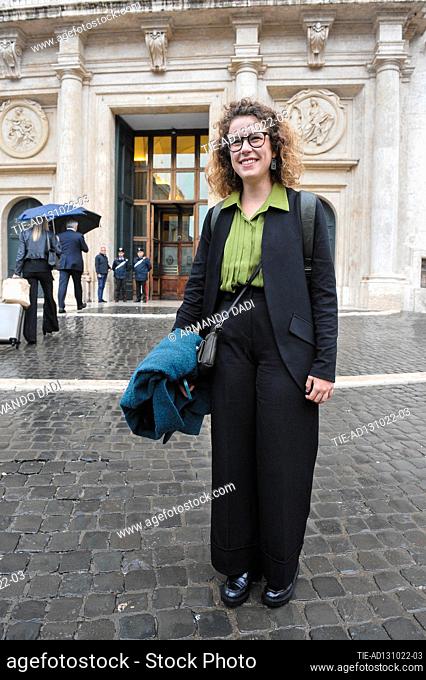 Rachele Scarpa arrive for the Italian Parliament inaugural session at Chamber of Deputies on October 13, 2022 in Rome, Italy