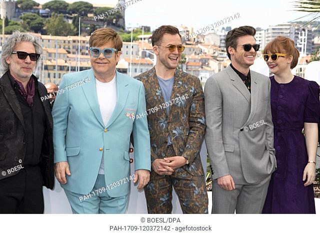 Dexter Fletcher (l-r), Elton John, Taron Egerton, Richard Madden and Bryce Dallas Howard pose at the photocall of 'Rocketman' during the 72nd Cannes Film...