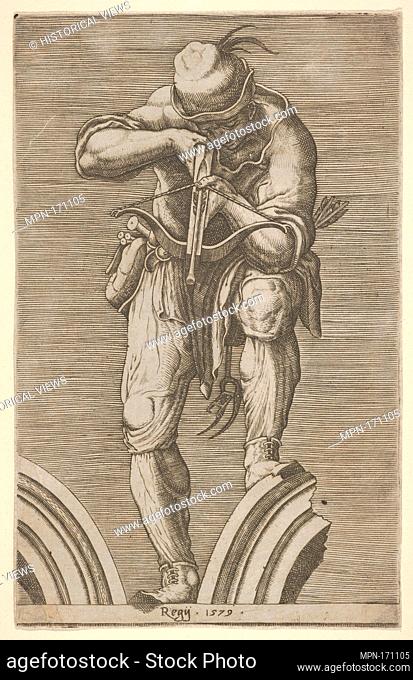 A Man Shooting a Crossbow. Artist: Cherubino Alberti (Zaccaria Mattia) (Italian, Borgo Sansepolcro 1553-1615 Rome); Artist: after Lelio Orsi (called Lelio da...