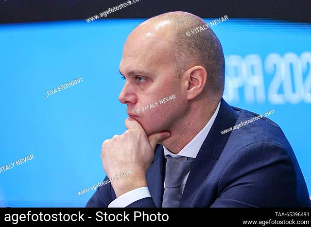 RUSSIA, KALININGRAD - DECEMBER 1, 2023: Russia's Deputy Industry and Trade Minister Alexei Besprozvannykh attends a meeting of the Coordination Council for...