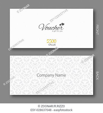 Elegant Gift Voucher Template With Damask Pattern