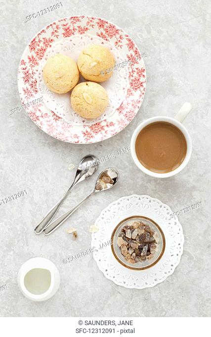 Italian Almond Amaretti Cookies and Coffee