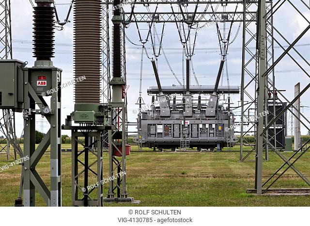 GERMANY, BAD LAUCHSTAEDT, : Power transformer in the electrical substation of transmission system operator 50Hertz. - BAD LAUCHSTAEDT, SAXONY-ANHALT, GERMANY