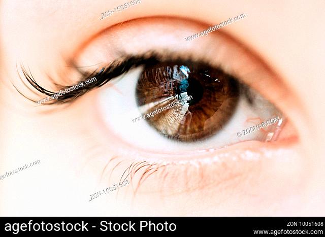 Beautiful young teenager health brown eye macro