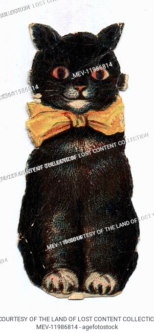 Advertising - 1950's, stickers, motif, cut out, lucky, black cat, colour graphic, 2