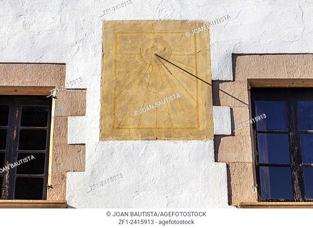 Sundial in facade, Esplugues de Llobregat, Catalonia, Spain