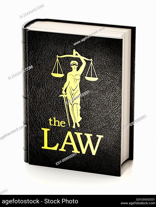 Black book entitled the law. 3D illustration