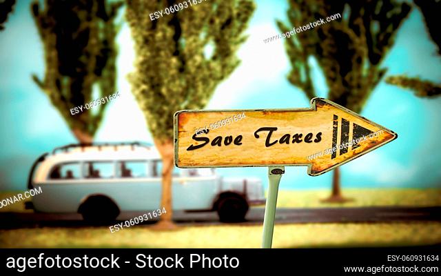 Street Sign the Direction Way to Save Taxes