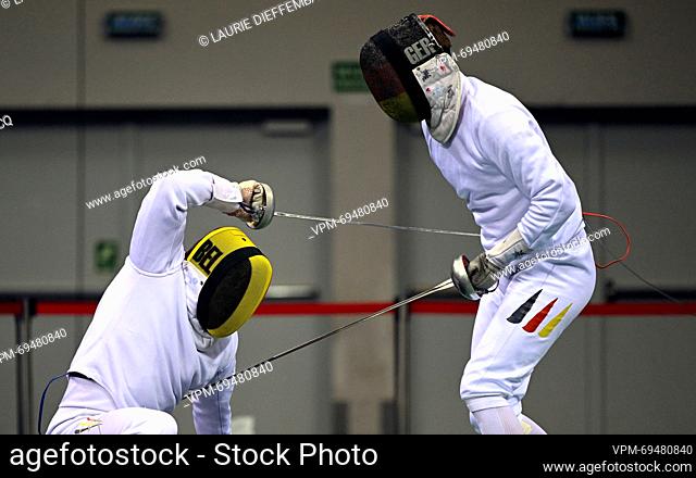 Fencing Athlete Francois-Xavier Ferot pictured in action during a fight in the men's 1/32 final epee competition, at the European Games in Krakow