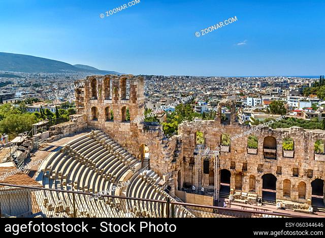 The Odeon of Herodes Atticus is a stone theatre structure located on the southwest slope of the Acropolis of Athens, Greece