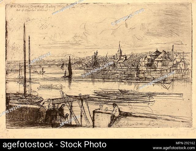 Author: Francis Seymour Haden. Battersea Reach - 1863 - Francis Seymour Haden English, 1818-1910. Etching with drypoint in black on cream Japanese paper