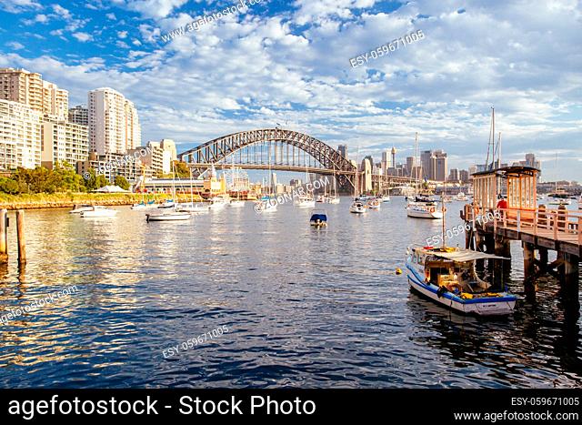 Sydney, Australia - February 8 2015: View of Lavender Bay near Luna Park towards Sydney CBD in New South Wales, Australia
