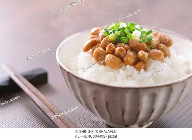Rice and natto beans