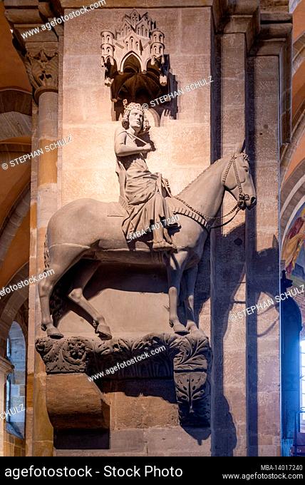 germany, bavaria, upper franconia, bamberg, equestrian statue in the cathedral of st. peter and st. georg, the bamberg rider