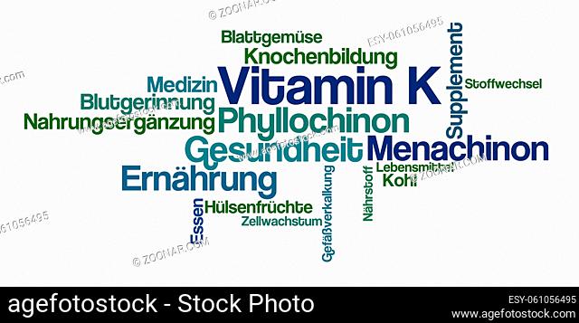 Word Cloud on a white background - Vitamin K (German)