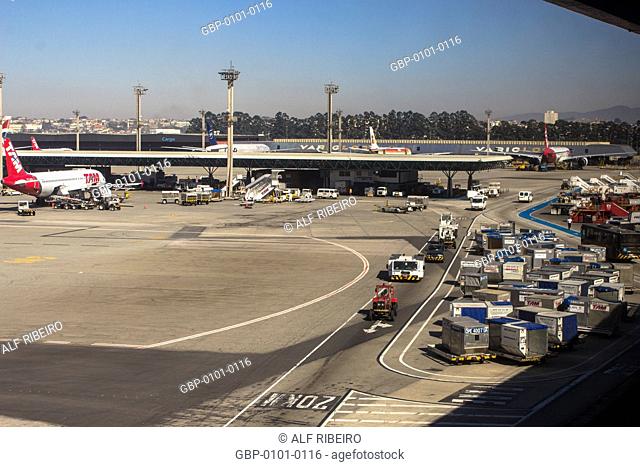 Planes, Patio, International Airport, Governor, Franco Montoro, Guarulhos, Sao Paulo, Brazil