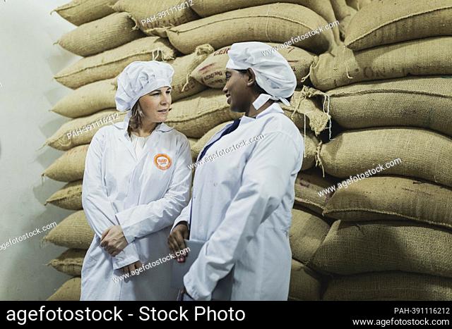 Annalena Baerbock (Alliance 90/The Greens), Federal Foreign Minister, photographed during a visit to the Solino/Tarara coffee roastery in Addis Ababa