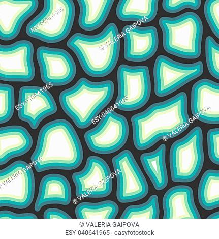 Abstract seamless pattern with many different particles next to each other. Surface is broken to pieces. It looks like maze or puzzles