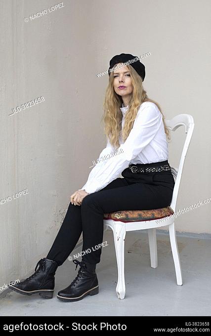 Christina Rosenvinge poses for a photo session on May 12, 2021 in Tudela, Spain
