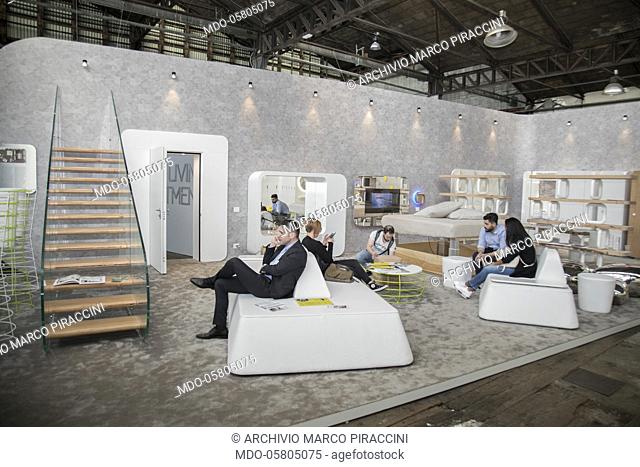 Simone Micheli's pavillon at Fuorisalone at Lambrate Design District in Ventura Street. Milan, April 19th 2018