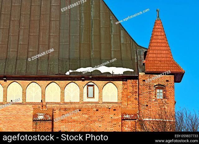 Tower of the Cathedral of Koenigsberg. Gothic 14th century. Symbol of the city of Kaliningrad (Koenigsberg before 1946), Russia
