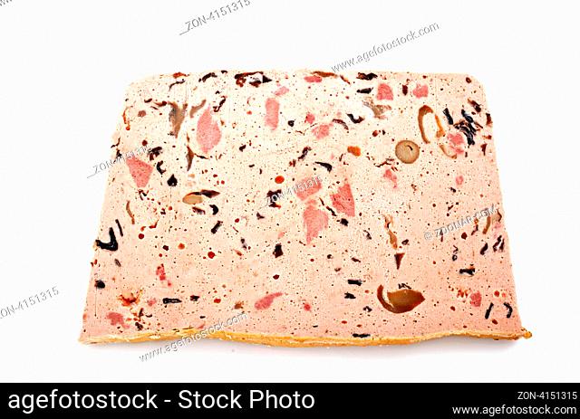 pate with mushroom in front of white background