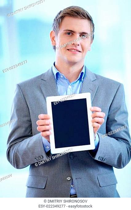 Man with touchpad