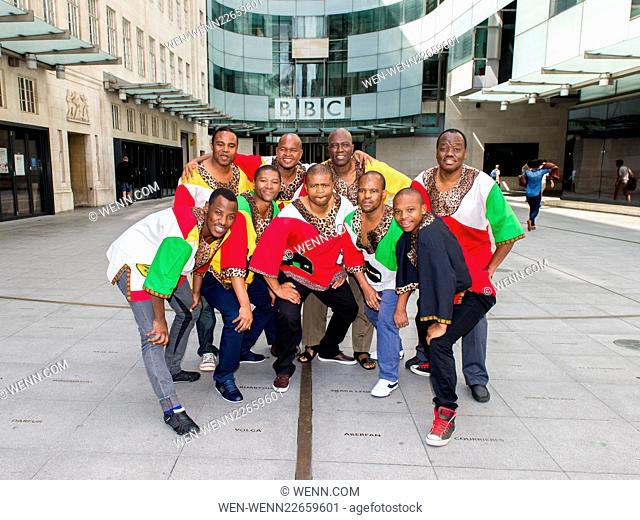 Grammy Award-winning South African choral band, Ladysmith Black Mambazo. The band are visiting the BBC's Broadcasting House to promote their UK tour