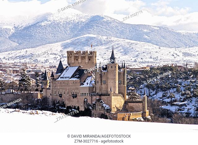 Alcázar de Segovia, snow-covered. Castile-Leon, Spain