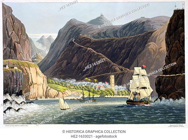 The Roads, St Helena, 1815. The island of St Helena in the South Atlantic Ocean